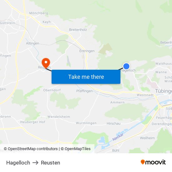 Hagelloch to Reusten map
