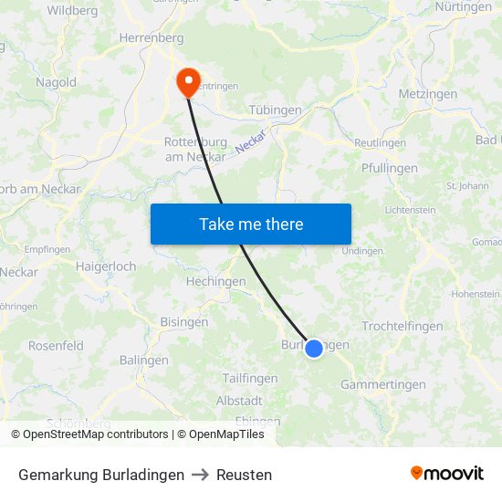 Gemarkung Burladingen to Reusten map