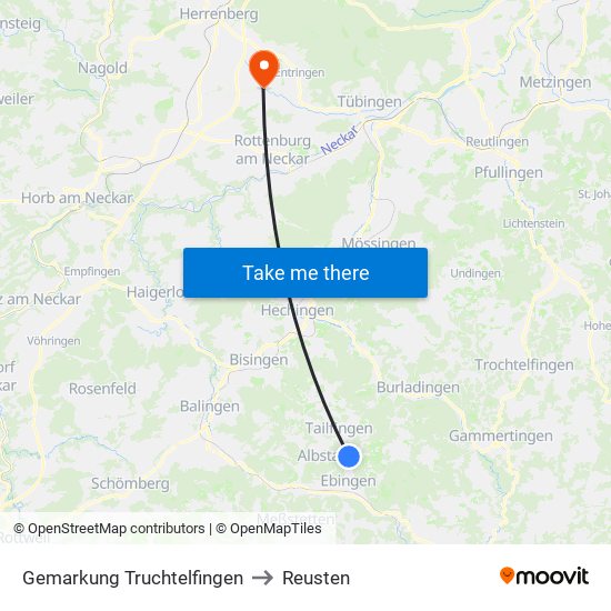 Gemarkung Truchtelfingen to Reusten map