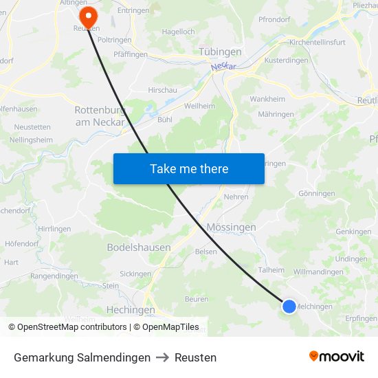 Gemarkung Salmendingen to Reusten map