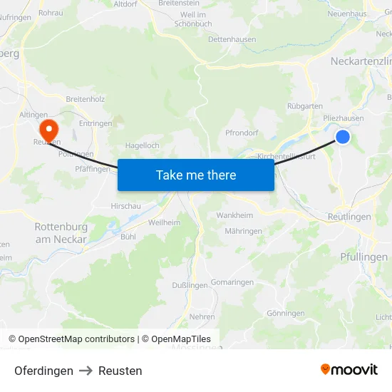 Oferdingen to Reusten map