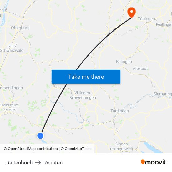 Raitenbuch to Reusten map
