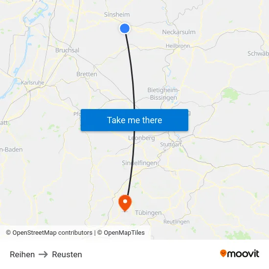 Reihen to Reusten map