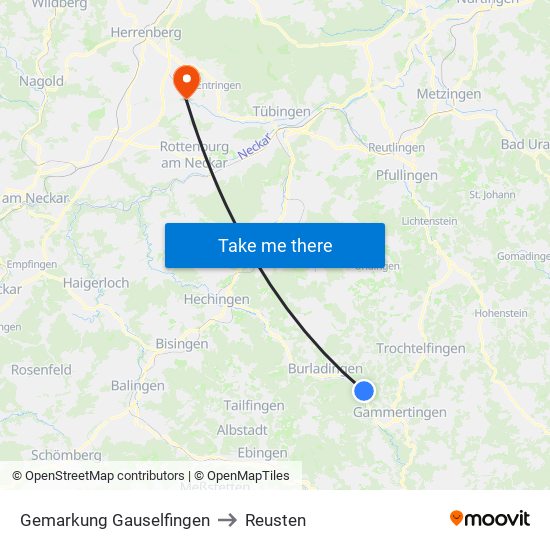 Gemarkung Gauselfingen to Reusten map