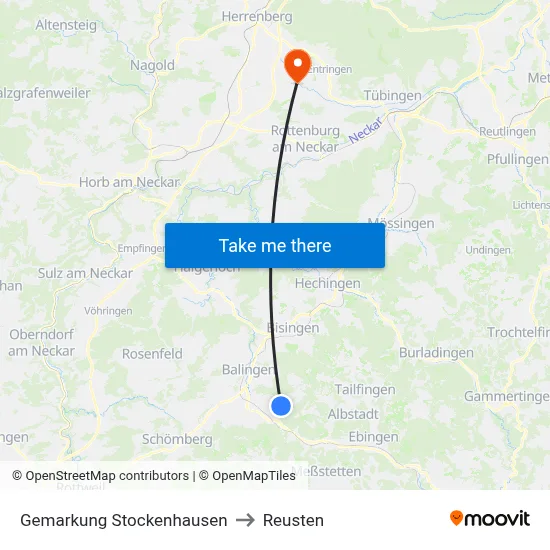 Gemarkung Stockenhausen to Reusten map