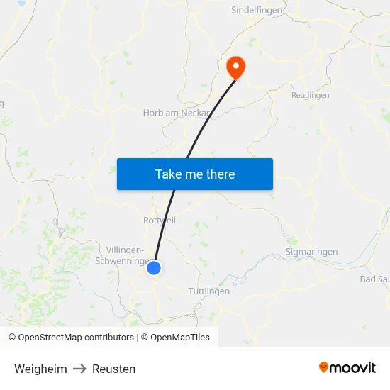 Weigheim to Reusten map