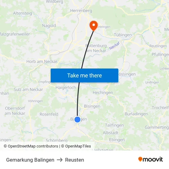 Gemarkung Balingen to Reusten map