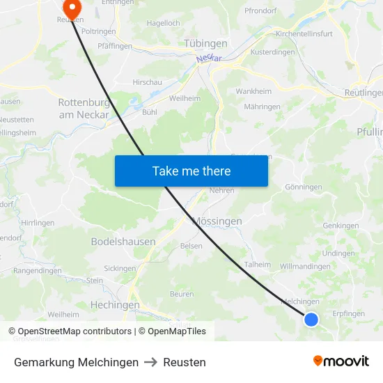 Gemarkung Melchingen to Reusten map
