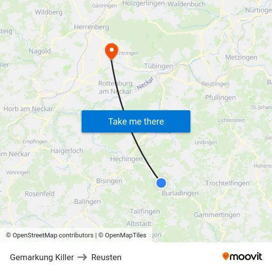 Gemarkung Killer to Reusten map