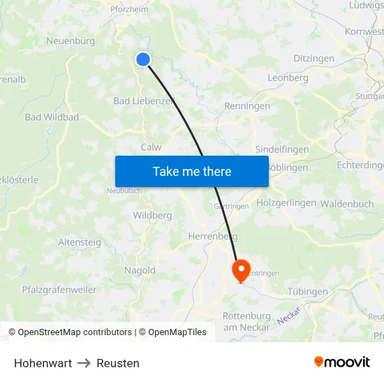 Hohenwart to Reusten map