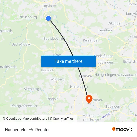 Huchenfeld to Reusten map