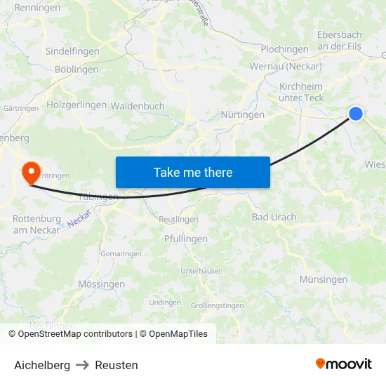 Aichelberg to Reusten map