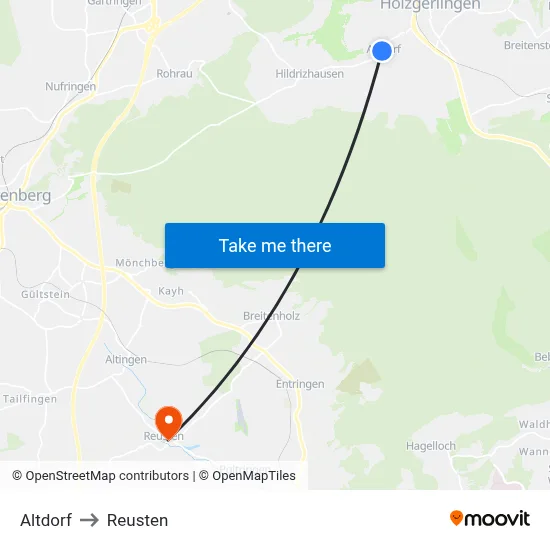 Altdorf to Reusten map