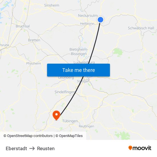 Eberstadt to Reusten map