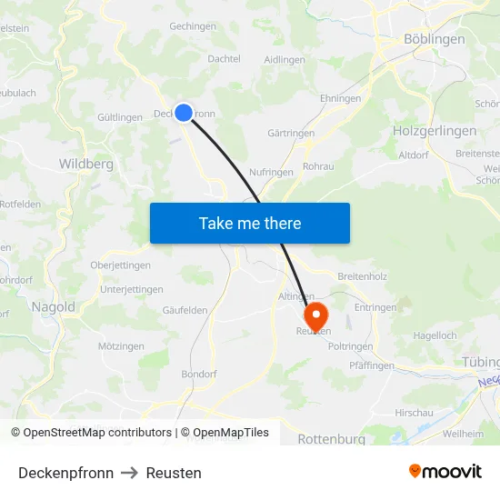 Deckenpfronn to Reusten map