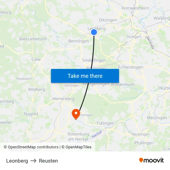 Leonberg to Reusten map