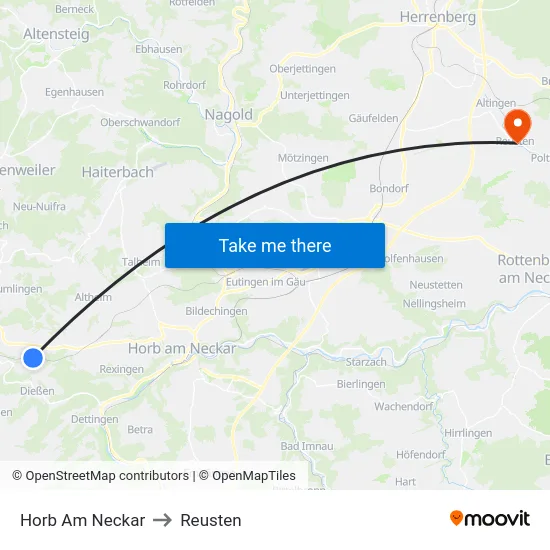 Horb Am Neckar to Reusten map