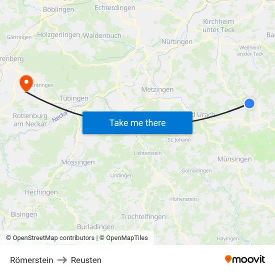 Römerstein to Reusten map