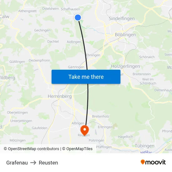 Grafenau to Reusten map