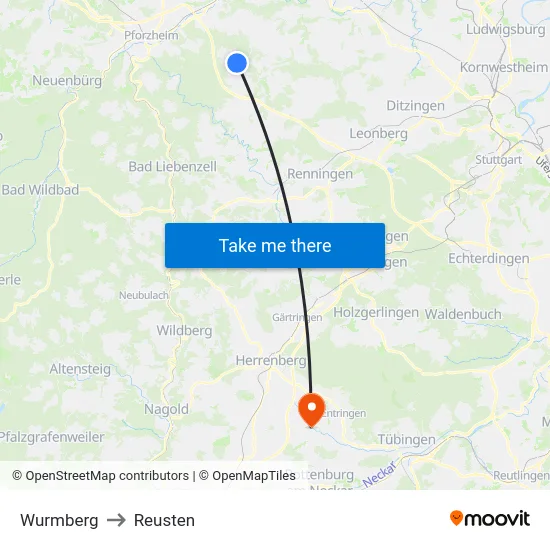 Wurmberg to Reusten map