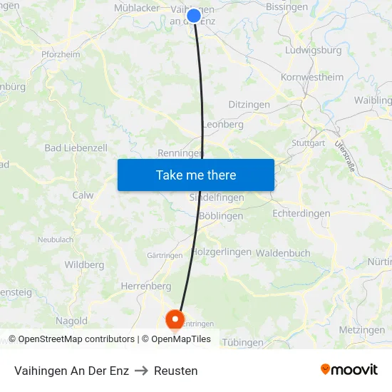 Vaihingen An Der Enz to Reusten map