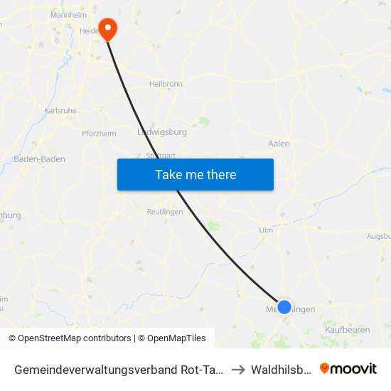 Gemeindeverwaltungsverband Rot-Tannheim to Waldhilsbach map