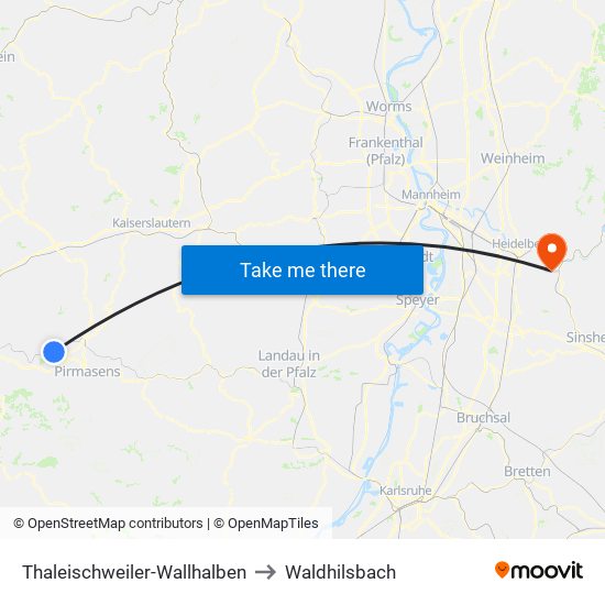 Thaleischweiler-Wallhalben to Waldhilsbach map