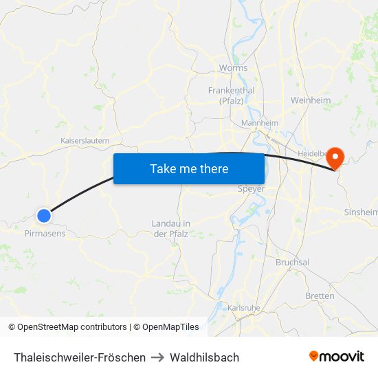 Thaleischweiler-Fröschen to Waldhilsbach map