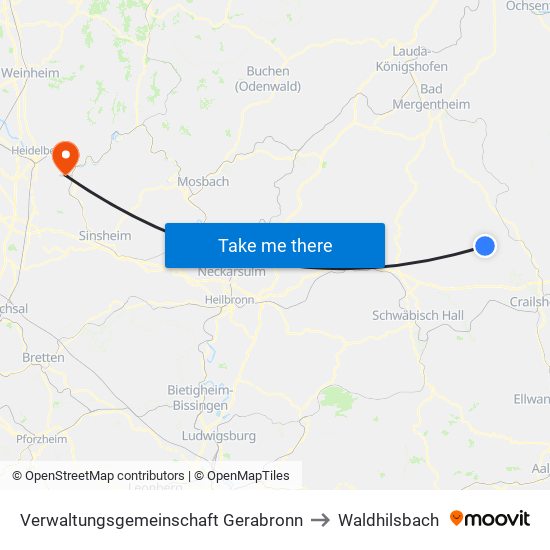 Verwaltungsgemeinschaft Gerabronn to Waldhilsbach map