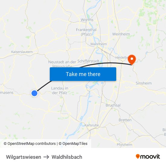 Wilgartswiesen to Waldhilsbach map