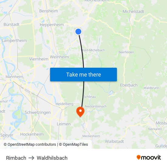 Rimbach to Waldhilsbach map