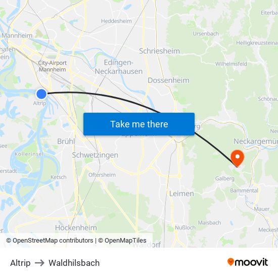 Altrip to Waldhilsbach map