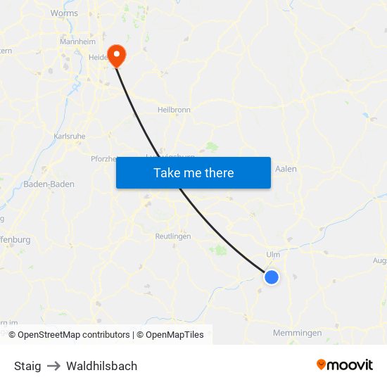 Staig to Waldhilsbach map