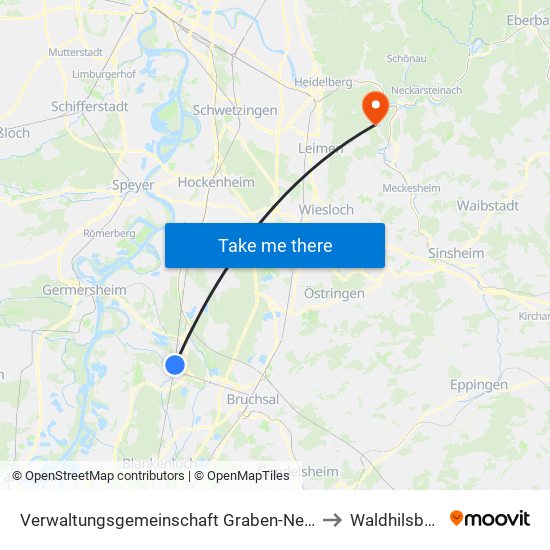 Verwaltungsgemeinschaft Graben-Neudorf to Waldhilsbach map