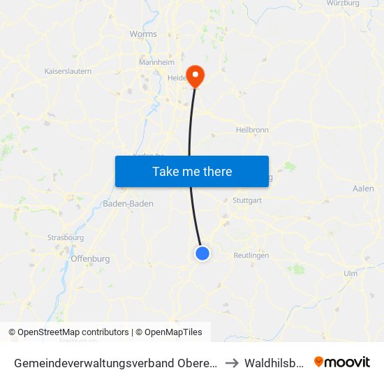 Gemeindeverwaltungsverband Oberes Gäu to Waldhilsbach map