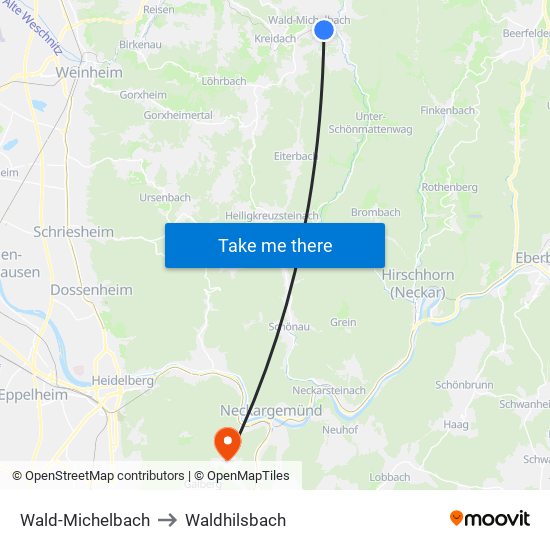 Wald-Michelbach to Waldhilsbach map