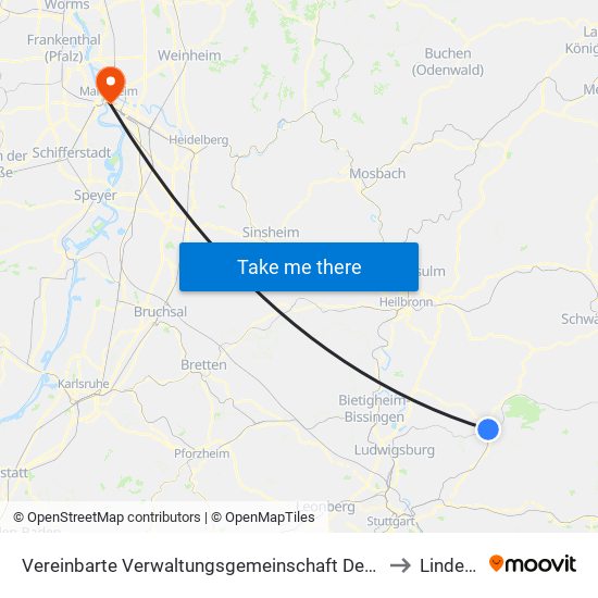 Vereinbarte Verwaltungsgemeinschaft Der Stadt Backnang to Lindenhof map