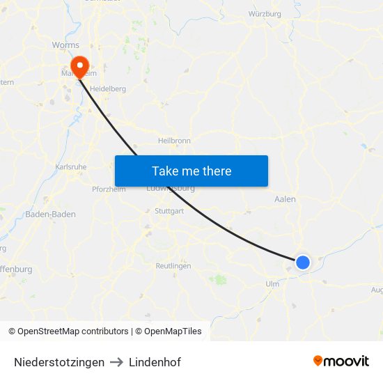 Niederstotzingen to Lindenhof map