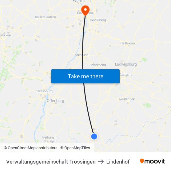 Verwaltungsgemeinschaft Trossingen to Lindenhof map