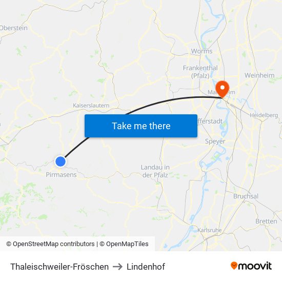 Thaleischweiler-Fröschen to Lindenhof map