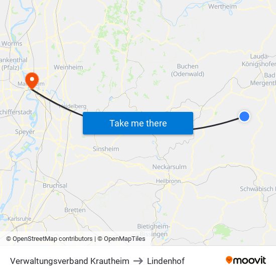 Verwaltungsverband Krautheim to Lindenhof map