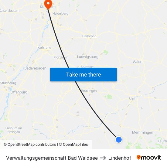 Verwaltungsgemeinschaft Bad Waldsee to Lindenhof map