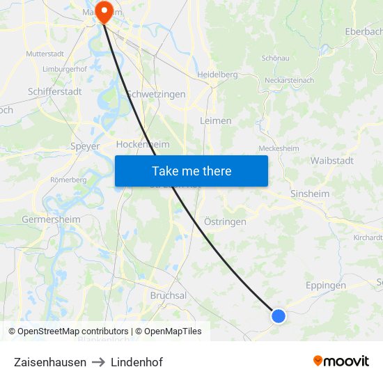 Zaisenhausen to Lindenhof map