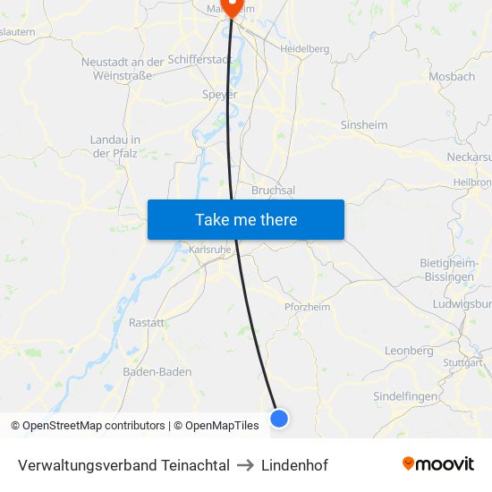 Verwaltungsverband Teinachtal to Lindenhof map