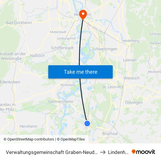 Verwaltungsgemeinschaft Graben-Neudorf to Lindenhof map