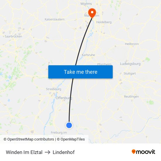 Winden Im Elztal to Lindenhof map