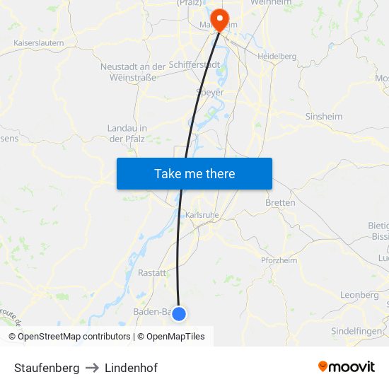 Staufenberg to Lindenhof map