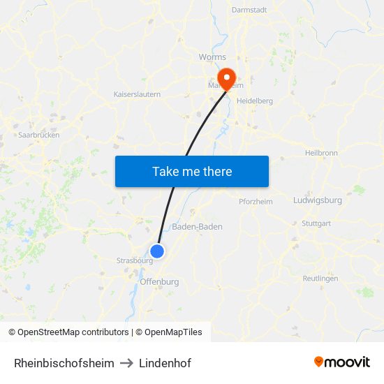 Rheinbischofsheim to Lindenhof map