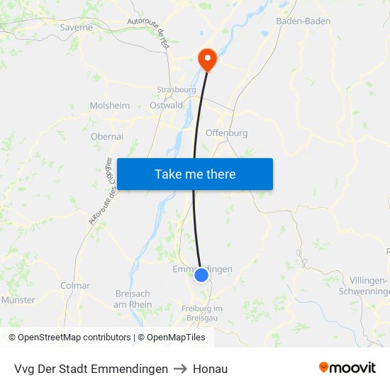 Vvg Der Stadt Emmendingen to Honau map