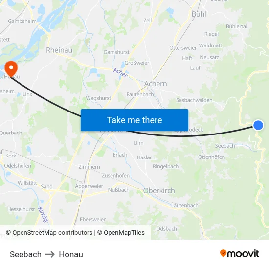 Seebach to Honau map